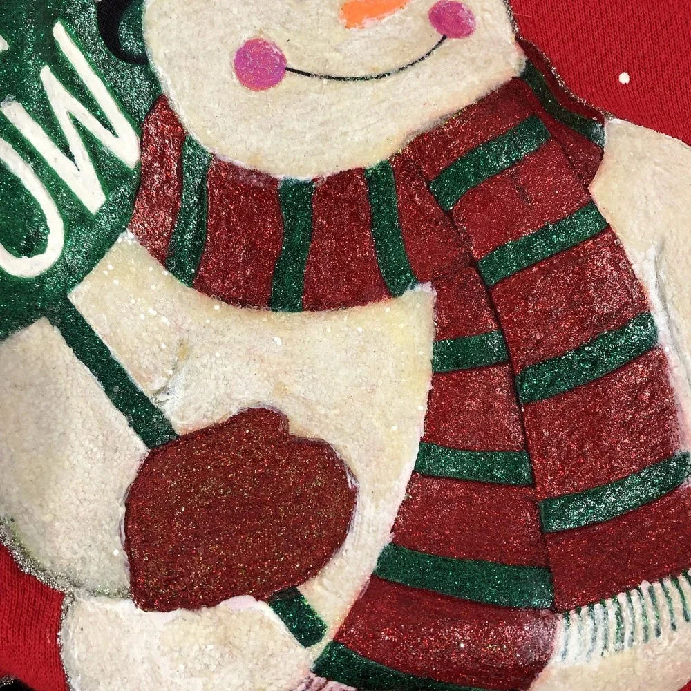 Hanes Her Way‎ Sweatshirt Women XL Red White Christmas Snowman 